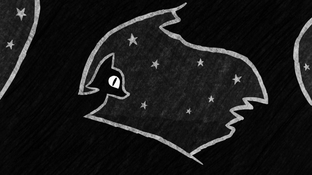 Fox looking out from behind tree.