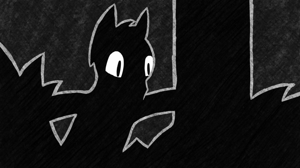 Wolf cub looking behind a bush.