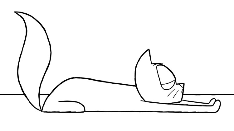 Cartoon cat stretching.