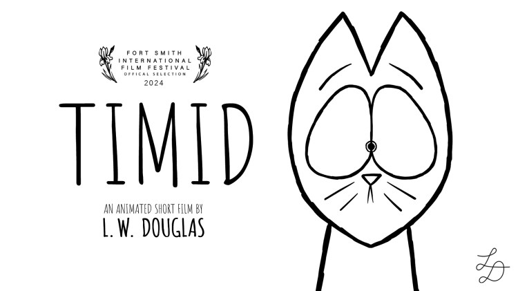 Drawing of scaredy-cat, promoting short film "Timid"